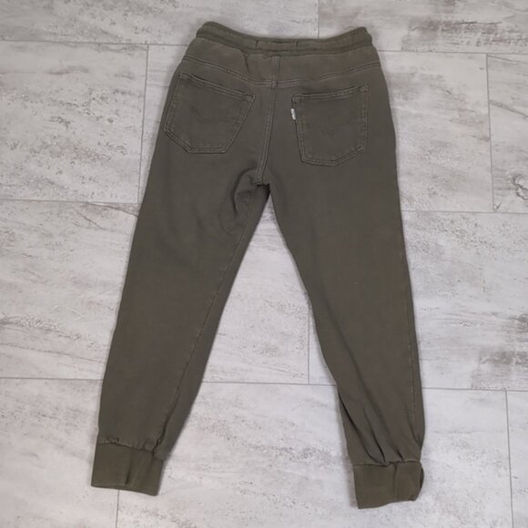 Levis Boys Jogger Sweatpants Pull On Drawstring Olive Army Green Pants Fleece - Picture 6 of 11